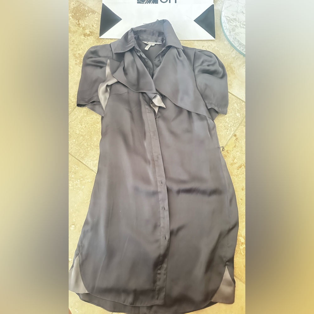 Bcbgeneration Silver Satin Blouse - image 1